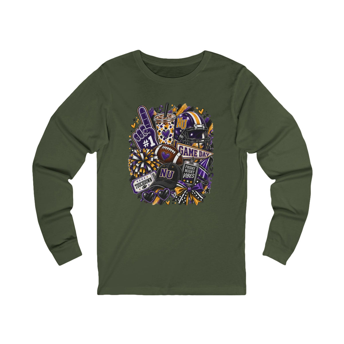 Game Day Football Long Sleeve Tee Team Spirit Collage