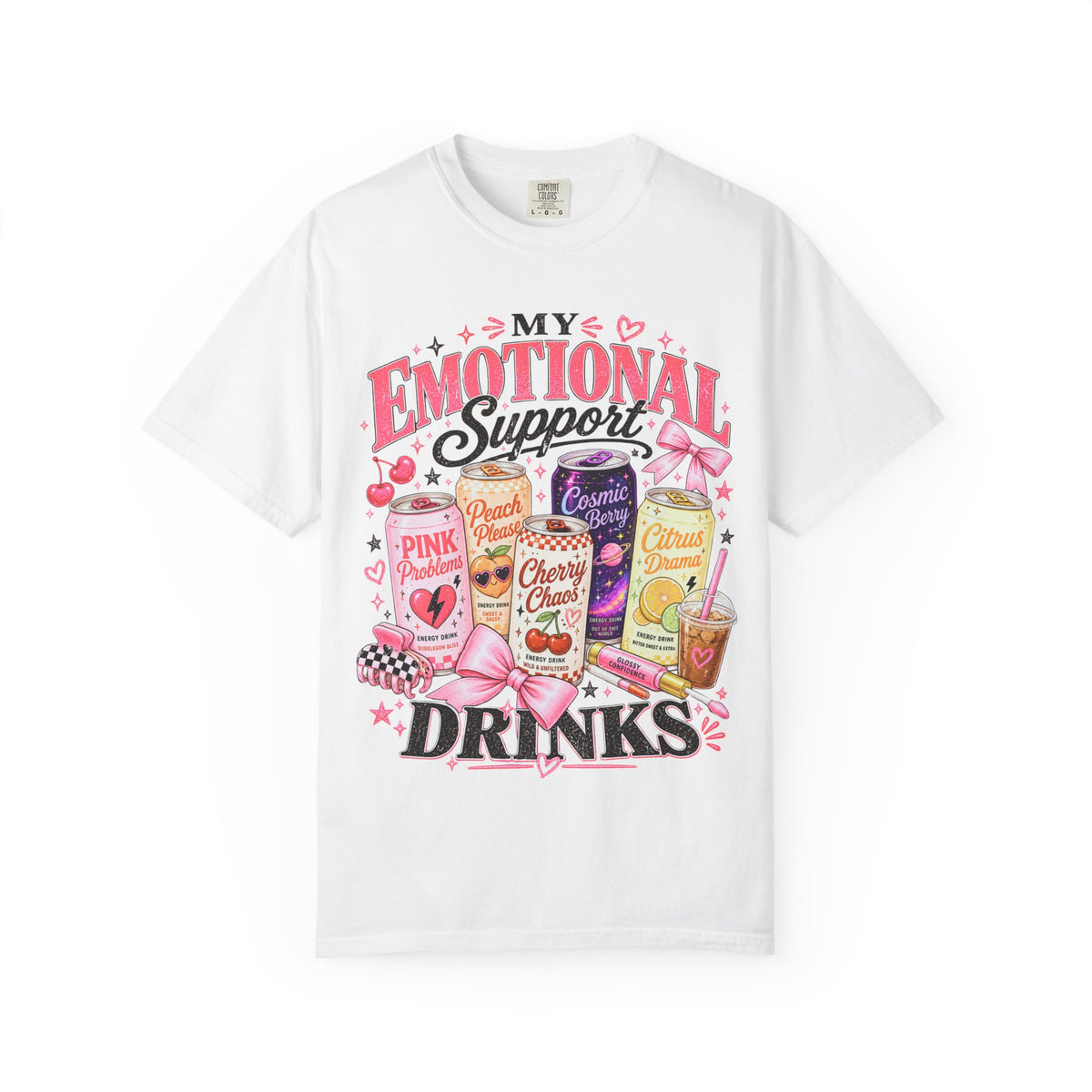 Emotional Support Energy Drinks T-Shirt — Vintage Candy Soda Graphic Tee