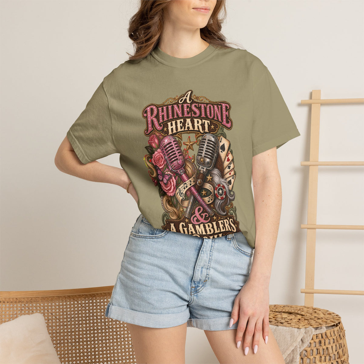 Rhinestone Heart Country Girl T-Shirt Memorial Dolly