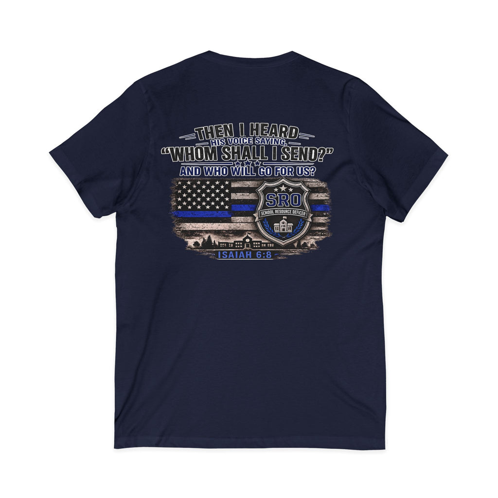 SPOUSE SRO V-Neck Tee — "Then I Heard His Voice Saying Whom Shall I Send"
