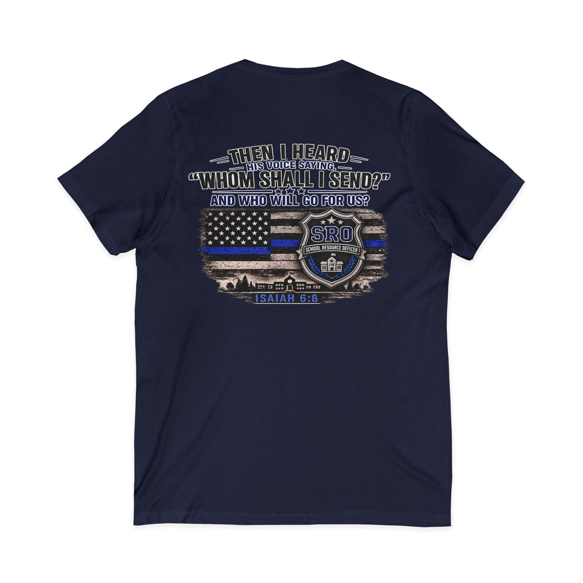 SPOUSE SRO V-Neck Tee — "Then I Heard His Voice Saying Whom Shall I Send"