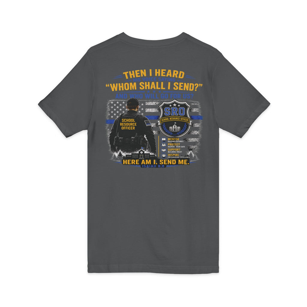 MOM SRO Thin Blue Line V-Neck Tee — "Then I Heard 'Whom Shall I Send?'"