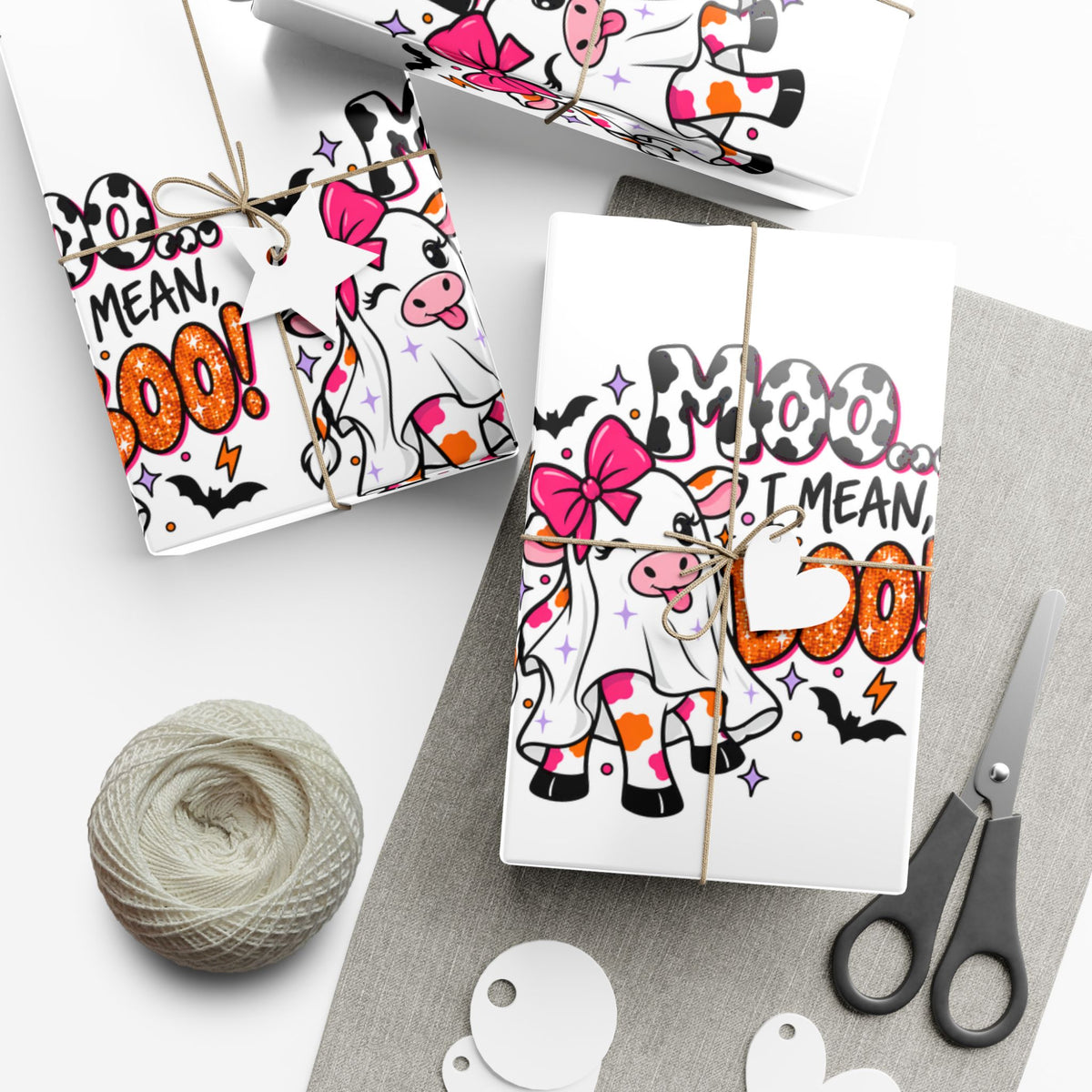 Halloween Cow 'Moo I Mean Boo!' Gift Wrap Paper