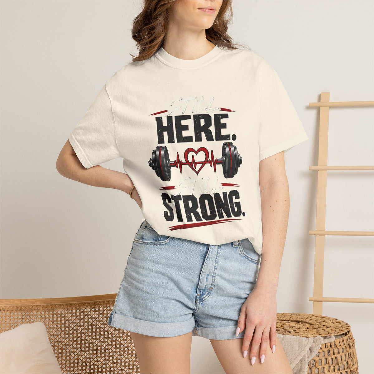 Here Strong Weightlifting TShirt Fitness Gym Graphic Tee
