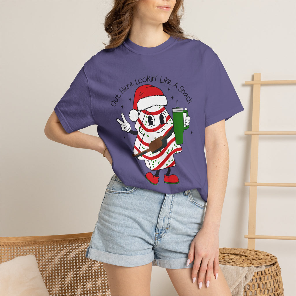 Retro Holiday T-Shirt — Out Here Lookin Like A Snack Santa Cookie Design