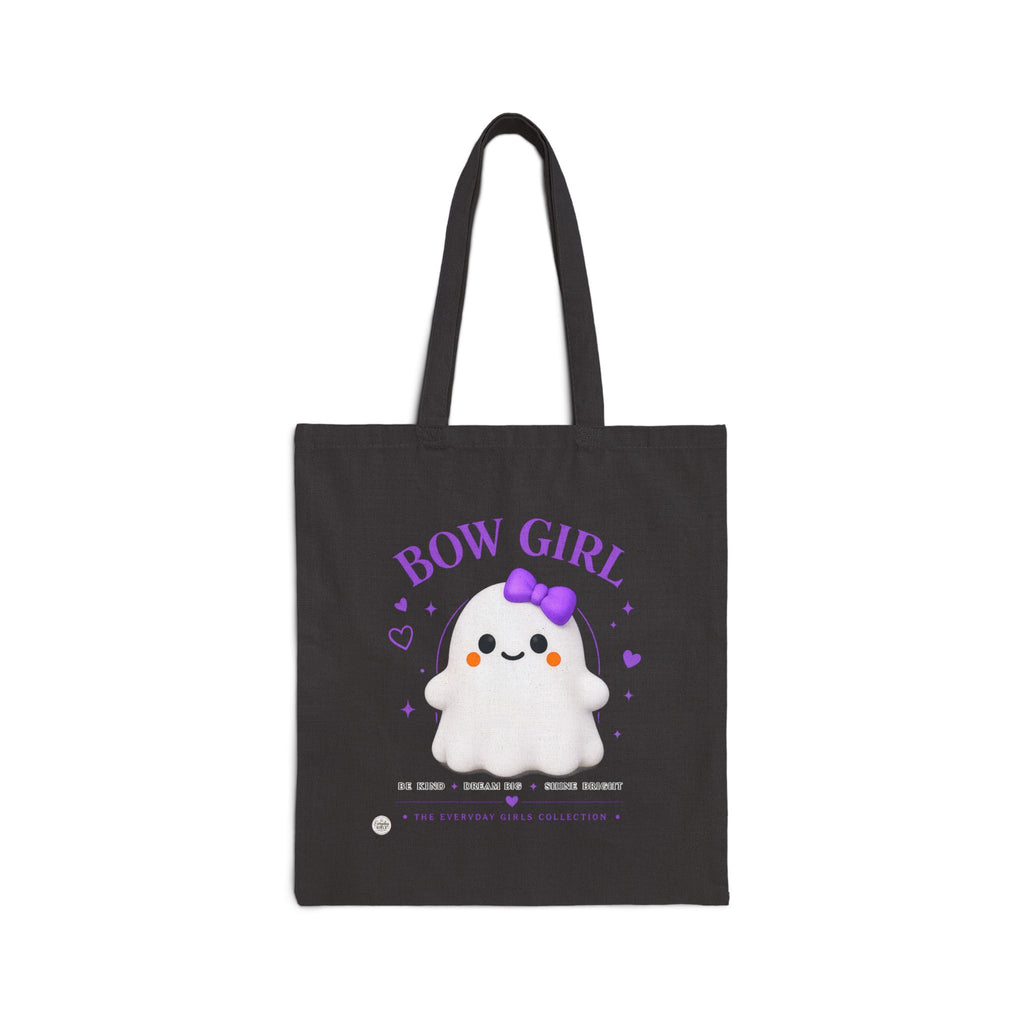 Bow Girl™ Ghost Canvas Tote Bag - Reusable Shopping & Gift Tote