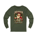 Merrier Playing Mahjong Long Sleeve Tee — Vintage Santa Christmas Shirt