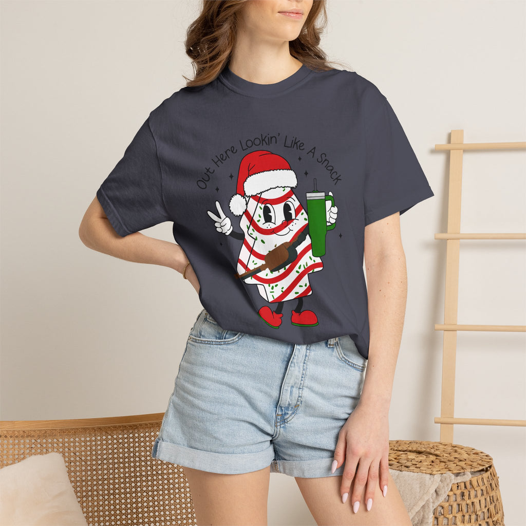 Retro Holiday T-Shirt — Out Here Lookin Like A Snack Santa Cookie Design