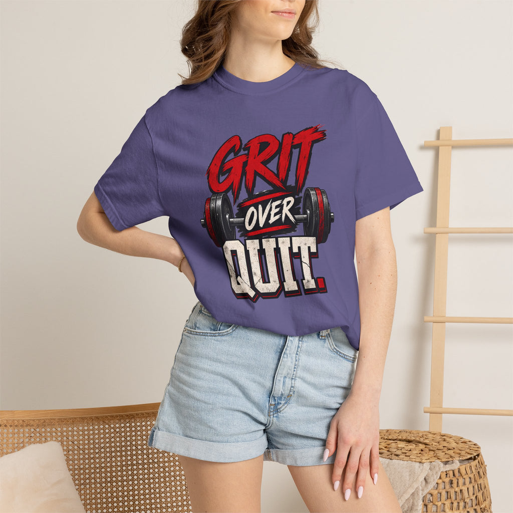 Grit Over Quit TShirt Motivational Weightlifting Gym Tee