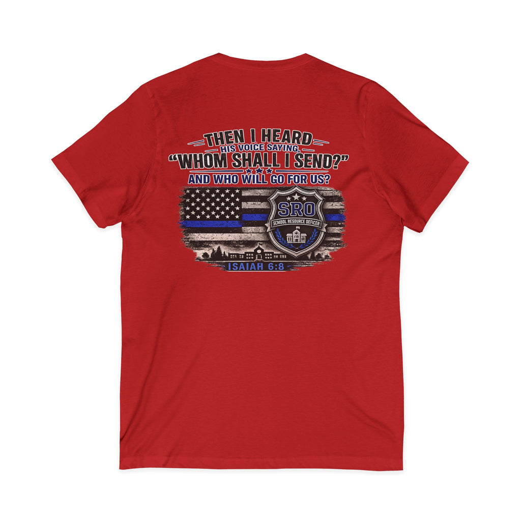 SPOUSE SRO V-Neck Tee — "Then I Heard His Voice Saying Whom Shall I Send"