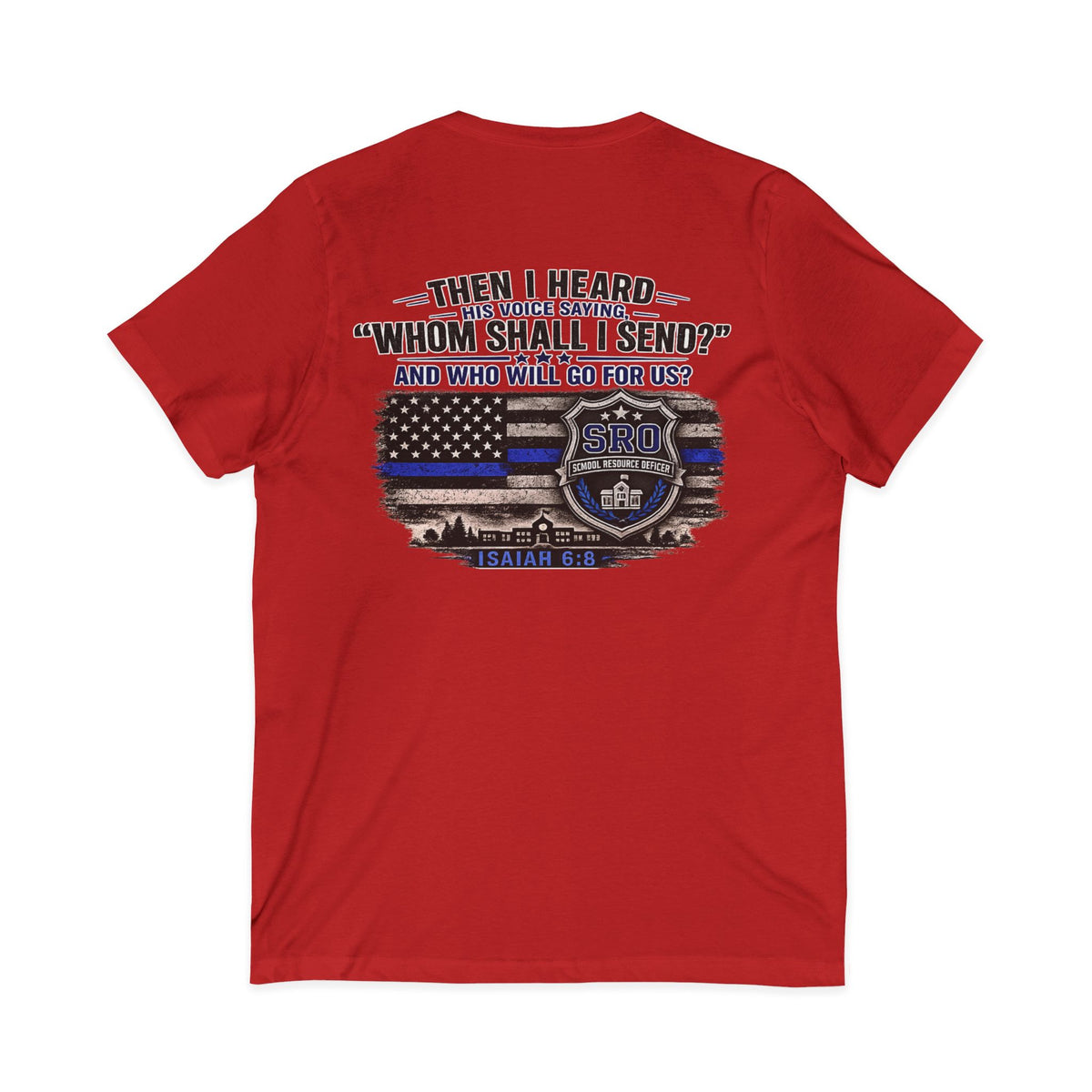 SPOUSE SRO V-Neck Tee — "Then I Heard His Voice Saying Whom Shall I Send"
