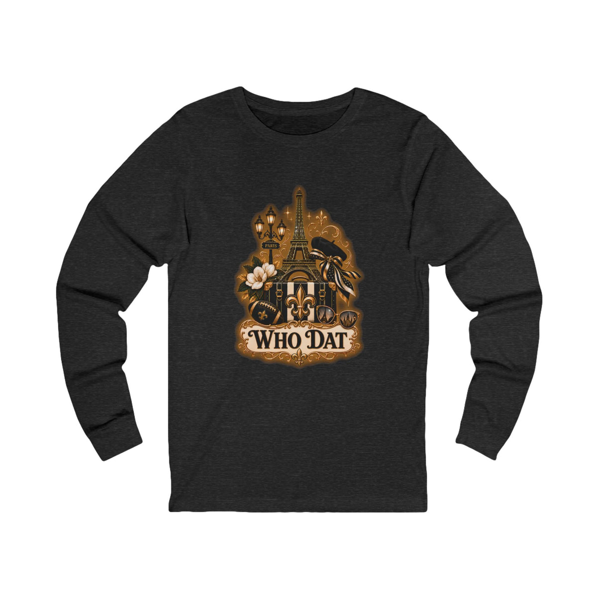 Who Dat Long Sleeve Tee — Vintage New Orleans Fleur-de-Lis Design