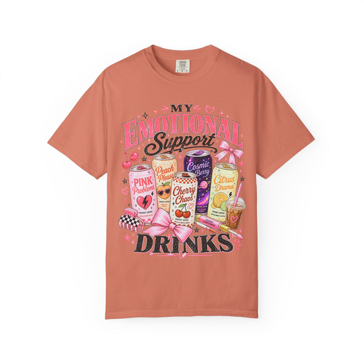 Emotional Support Energy Drinks T-Shirt — Vintage Candy Soda Graphic Tee