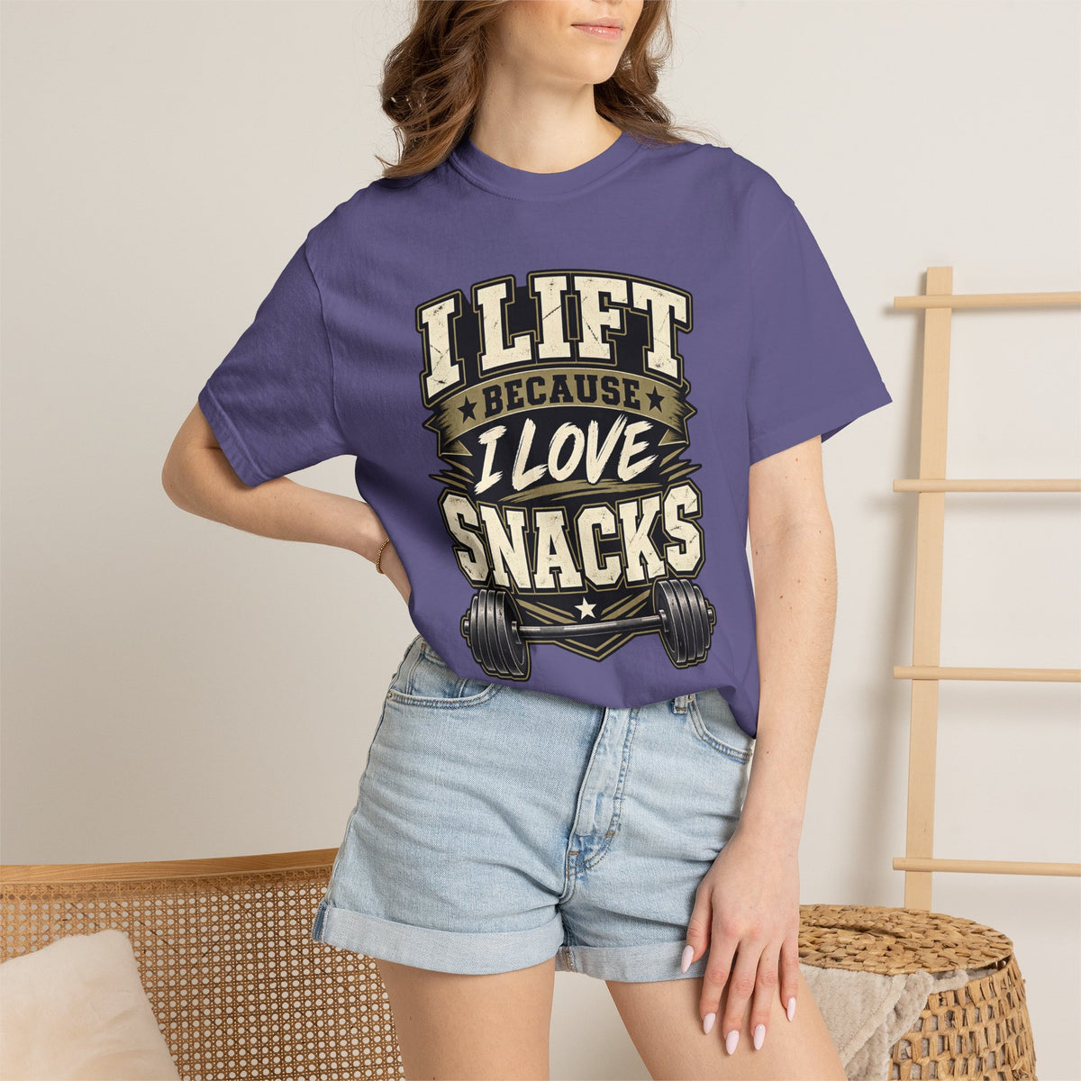 I Lift Because I Love Snacks T-Shirt — Funny Gym Weightlifting Tee