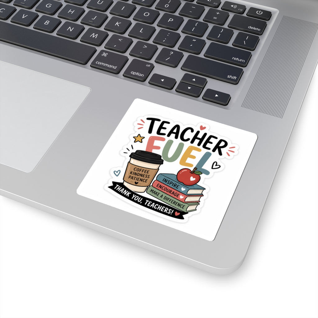 Teacher Fuel Sticker — Thank You, Teachers! Coffee & Books Kiss-Cut Decal