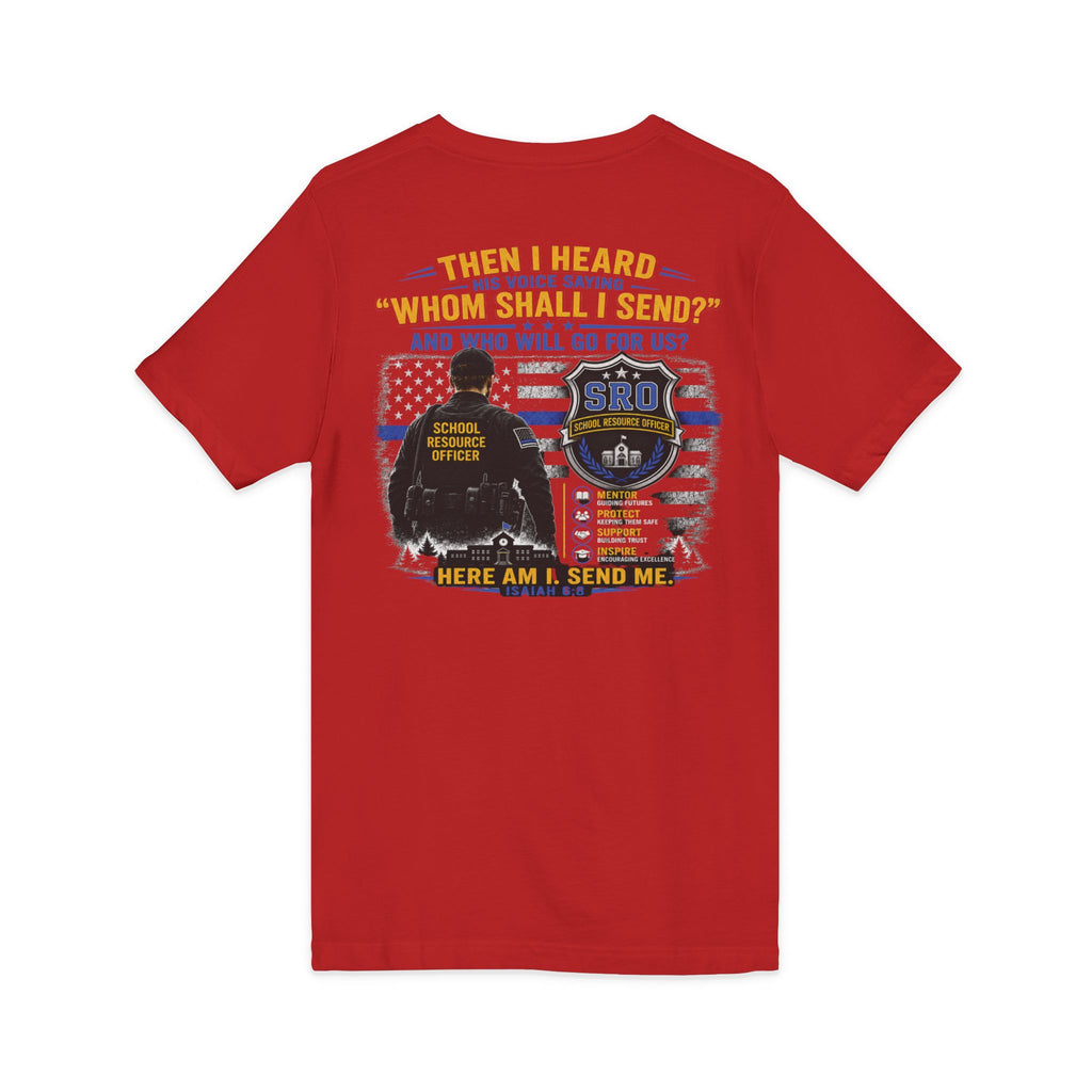 MOM SRO Thin Blue Line V-Neck Tee — "Then I Heard 'Whom Shall I Send?'"