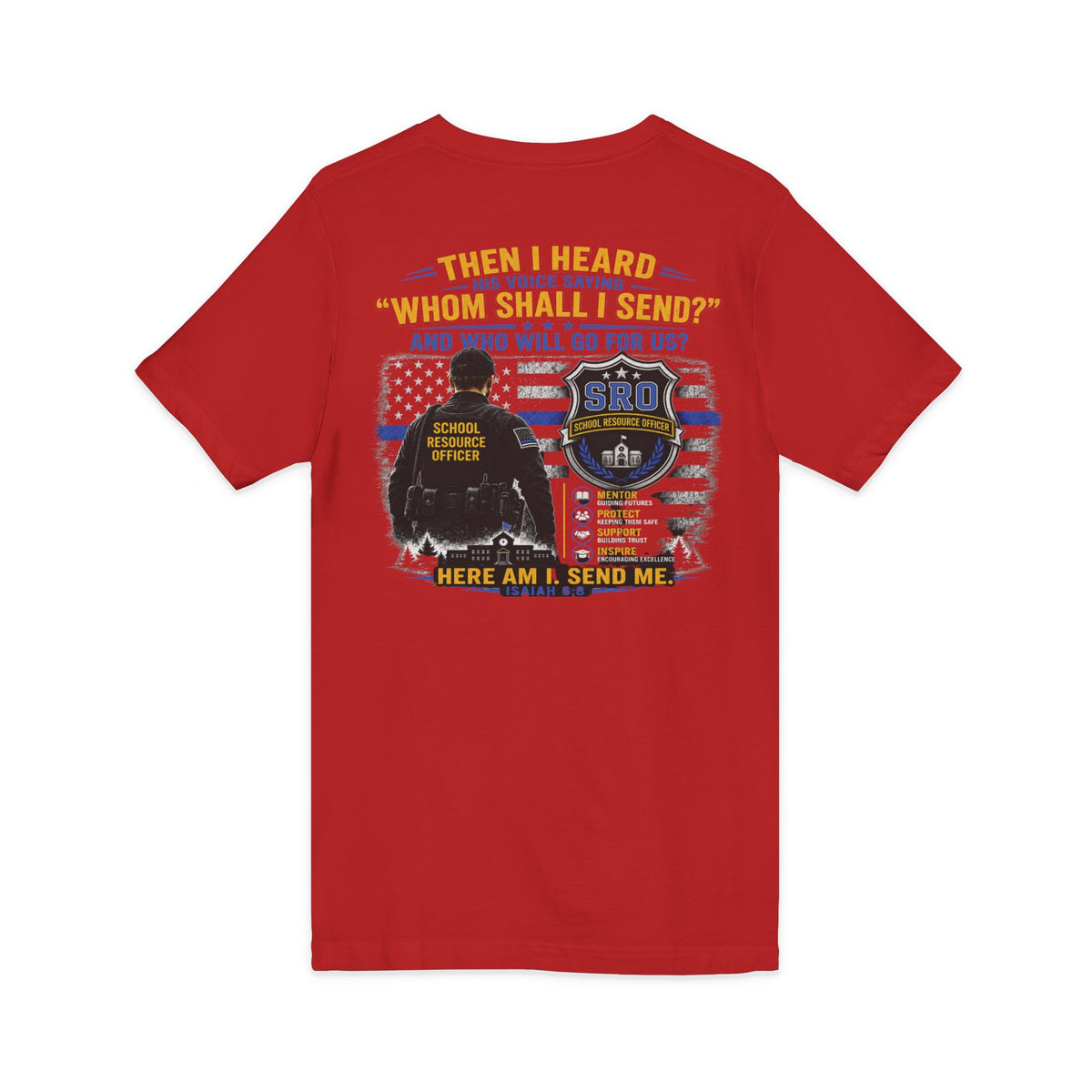 MOM SRO Thin Blue Line V-Neck Tee — "Then I Heard 'Whom Shall I Send?'"