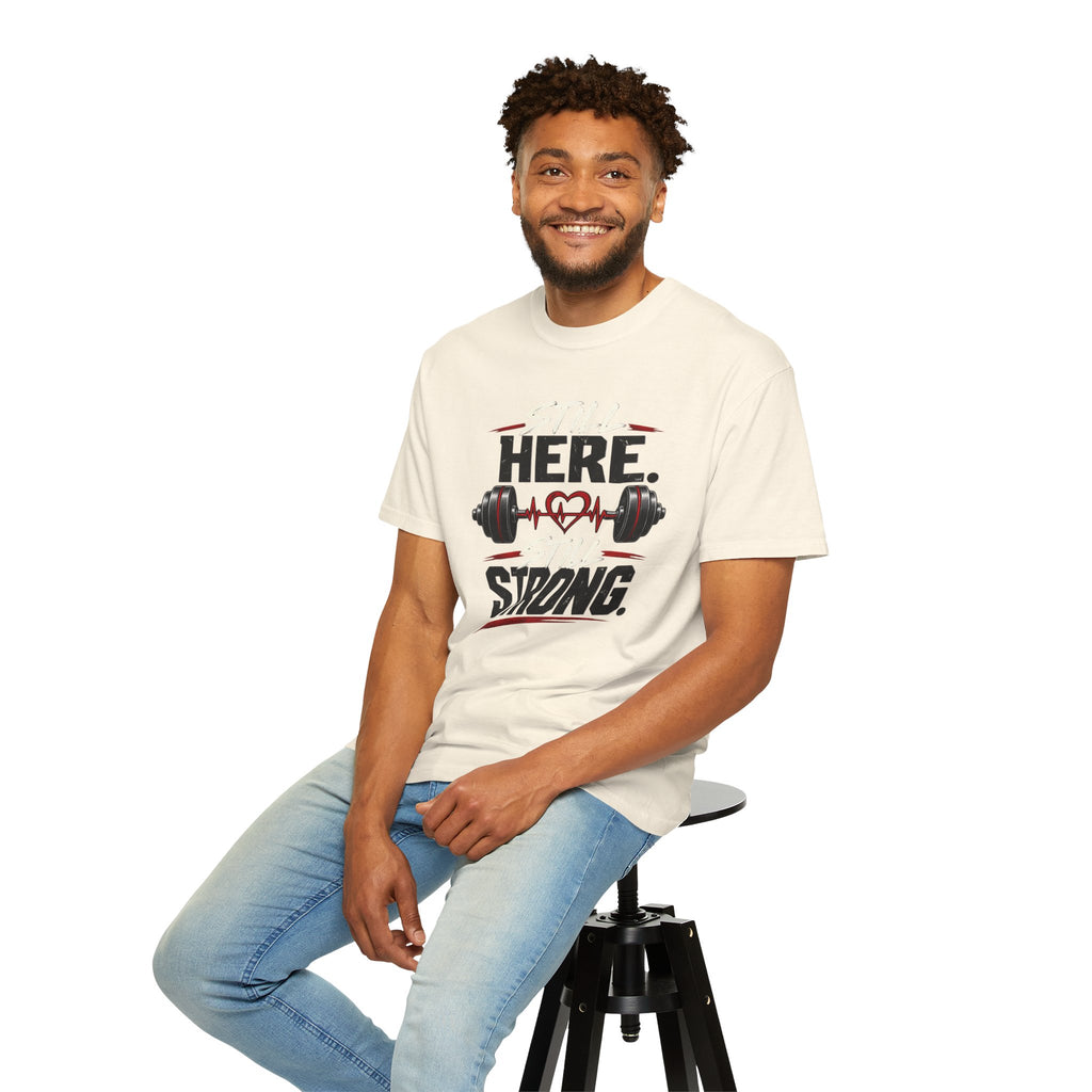 Here Strong Weightlifting TShirt Fitness Gym Graphic Tee
