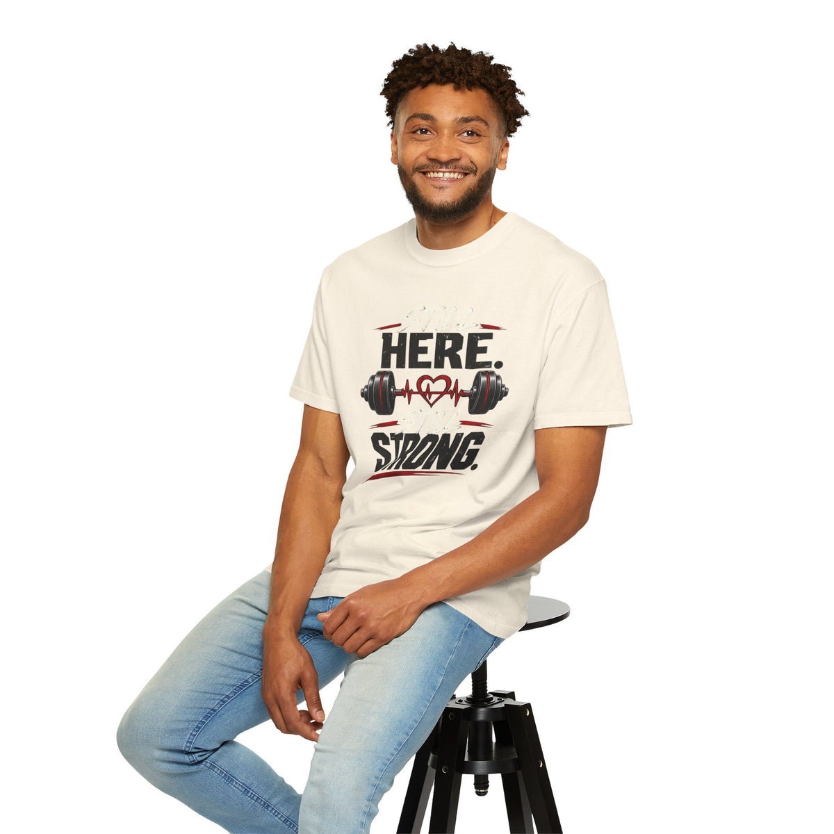 Here Strong Weightlifting TShirt Fitness Gym Graphic Tee