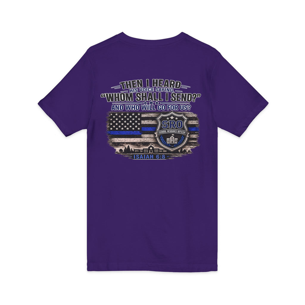 SPOUSE SRO V-Neck Tee — "Then I Heard His Voice Saying Whom Shall I Send"