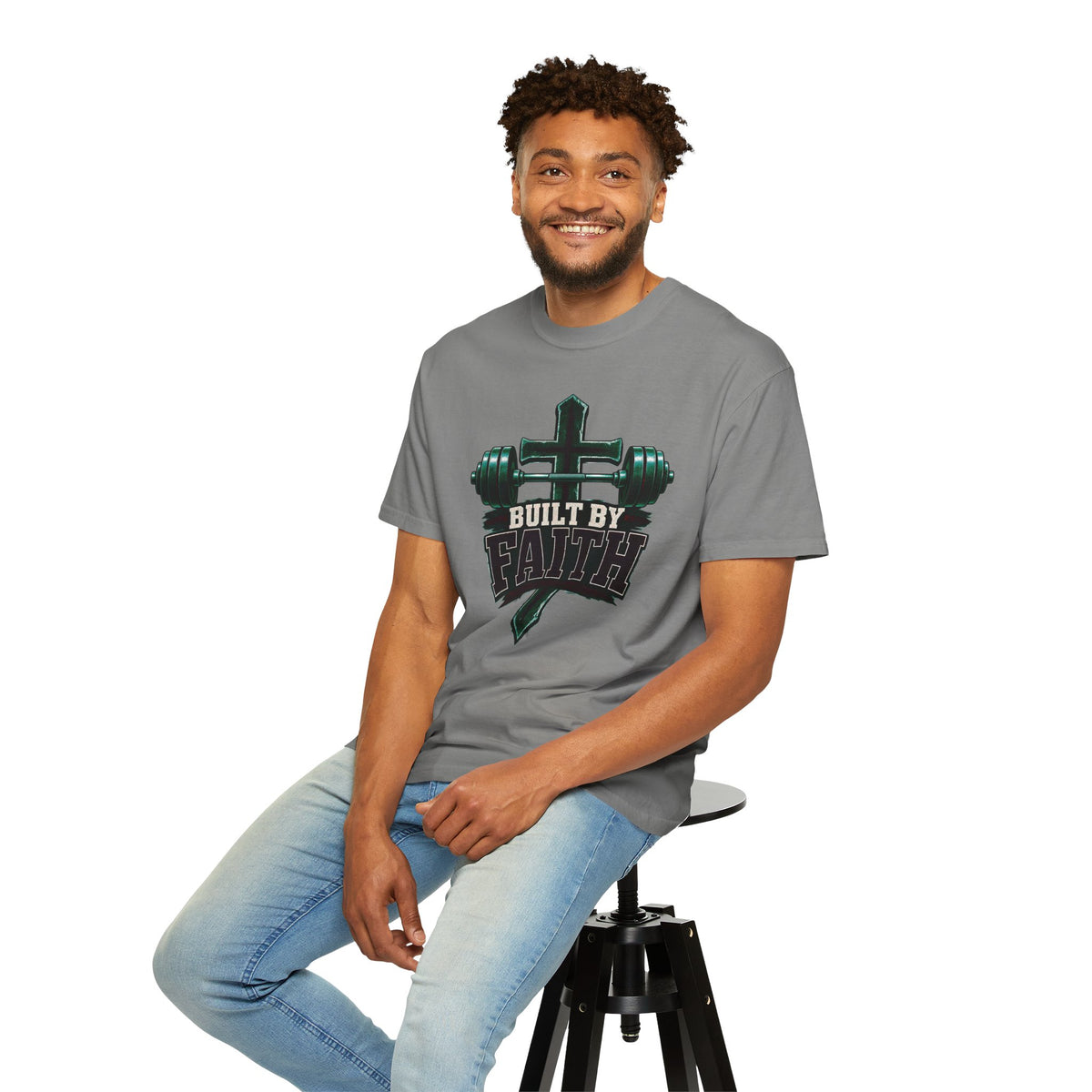 Built by Faith Cross & Barbell T-Shirt
