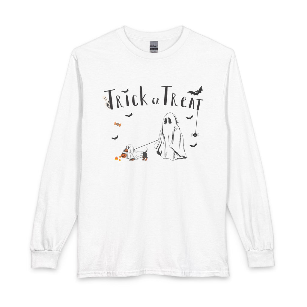 Trick or Treat Ghost Long Sleeve Tee — Cute Halloween Shirt