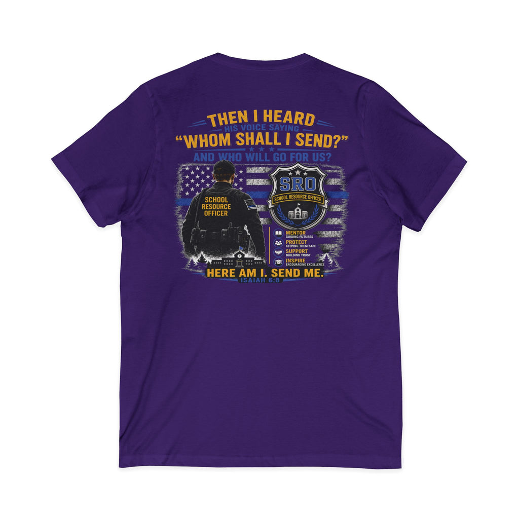 MOM SRO Thin Blue Line V-Neck Tee — "Then I Heard 'Whom Shall I Send?'"