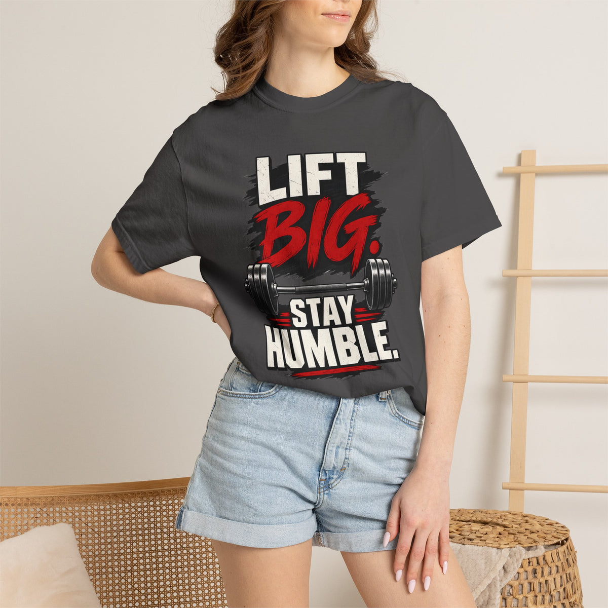 Lift Big Stay Humble TShirt Motivational Gym Workout Tee