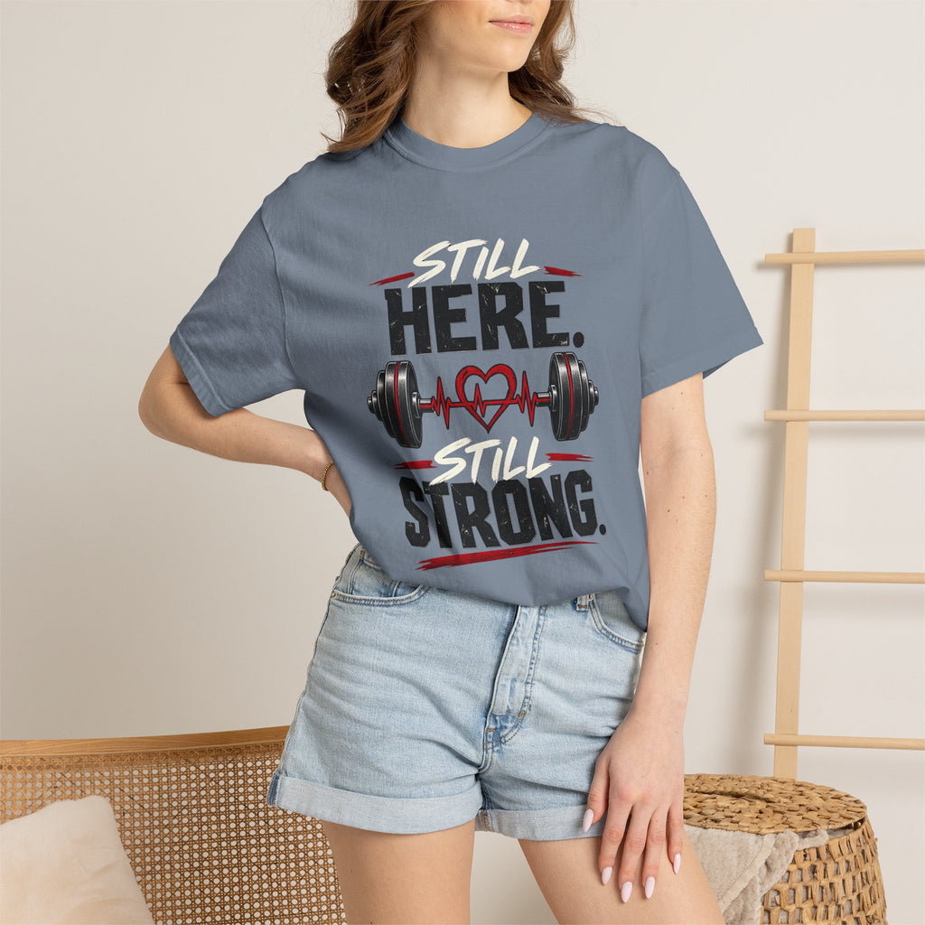 Here Strong Weightlifting TShirt Fitness Gym Graphic Tee