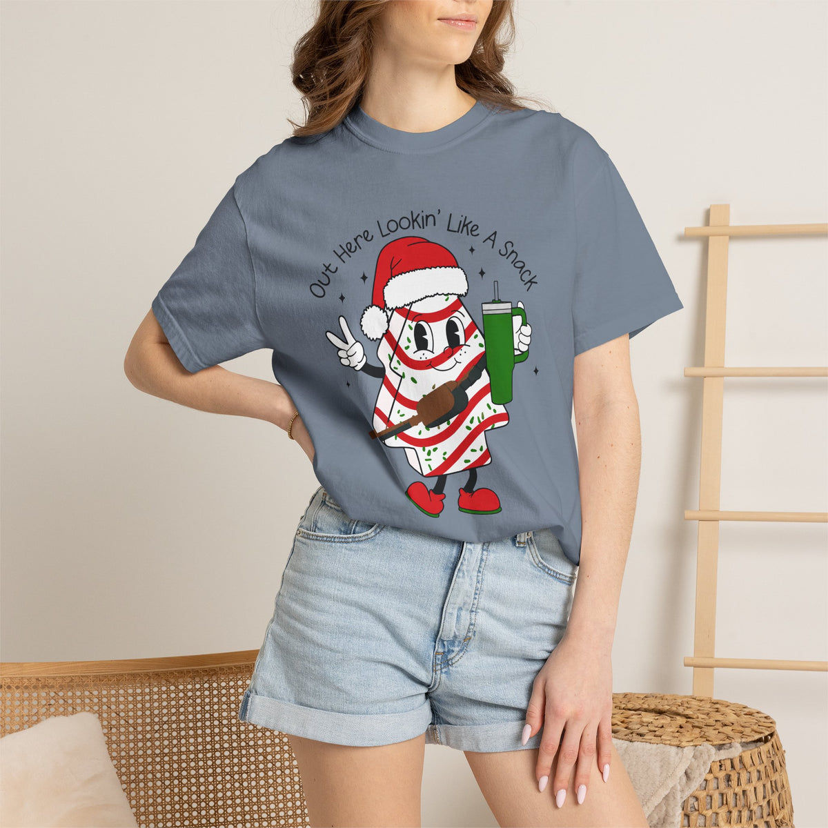 Retro Holiday T-Shirt — Out Here Lookin Like A Snack Santa Cookie Design