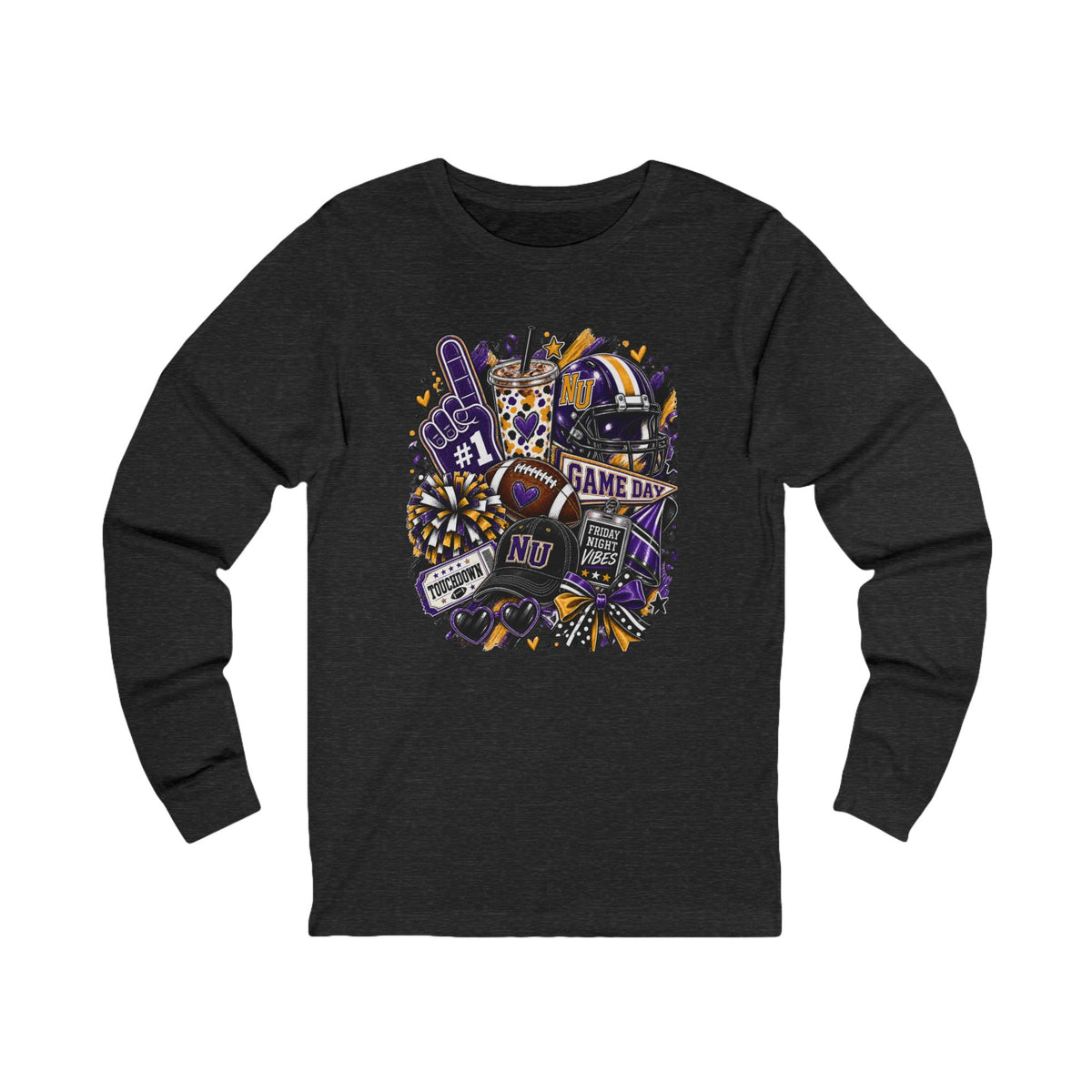 Game Day Football Long Sleeve Tee Team Spirit Collage