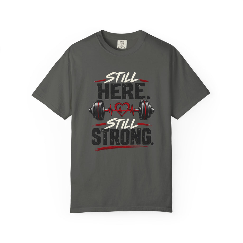 Here Strong Weightlifting TShirt Fitness Gym Graphic Tee
