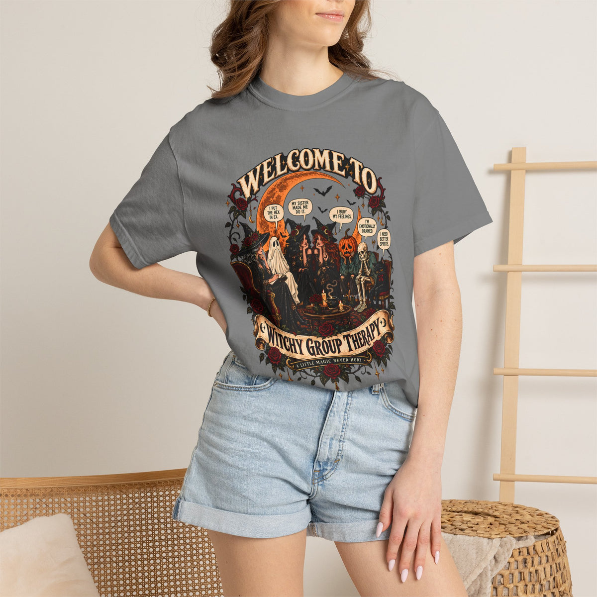 Witchy Group Therapy T-Shirt — "Welcome to Witchy Group Therapy" Retro Halloween Tee