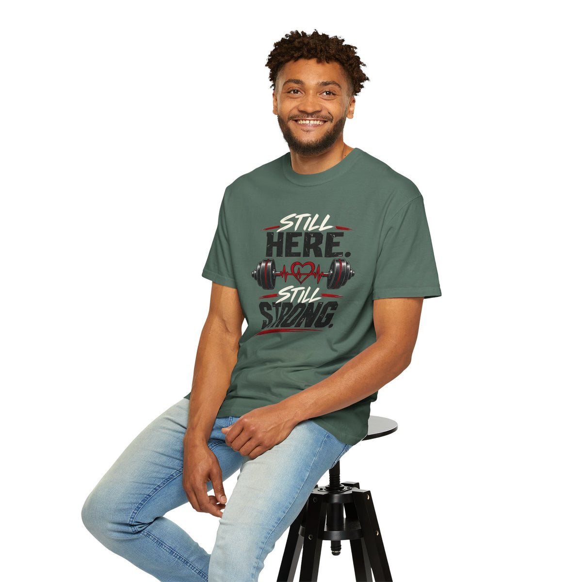 Here Strong Weightlifting TShirt Fitness Gym Graphic Tee