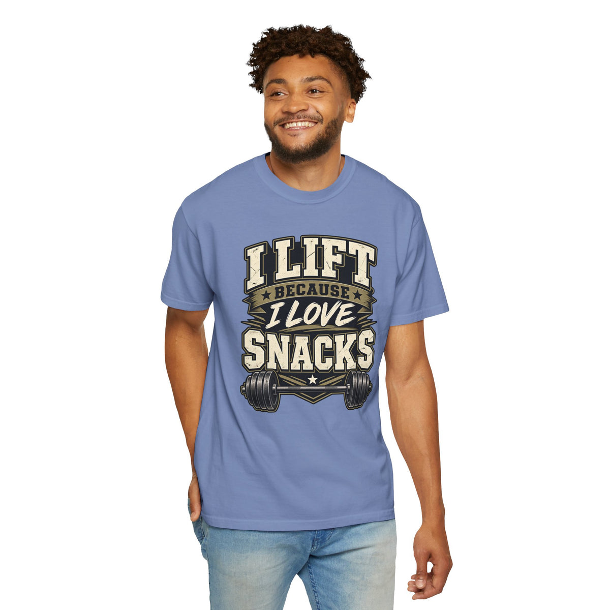 I Lift Because I Love Snacks T-Shirt — Funny Gym Weightlifting Tee