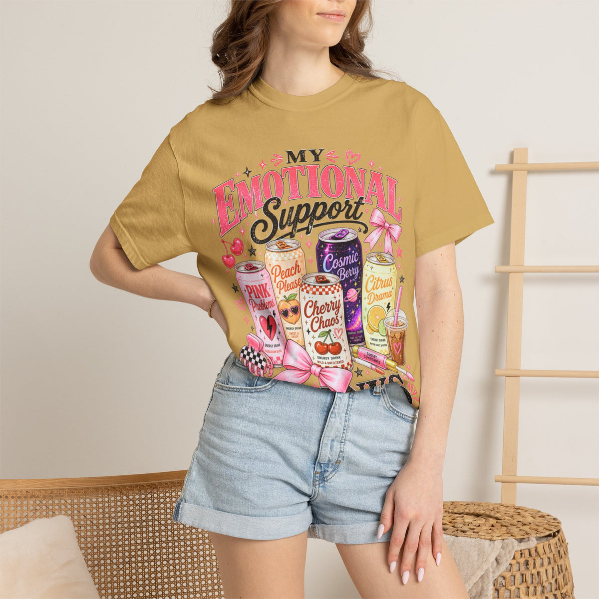 Emotional Support Energy Drinks T-Shirt — Vintage Candy Soda Graphic Tee