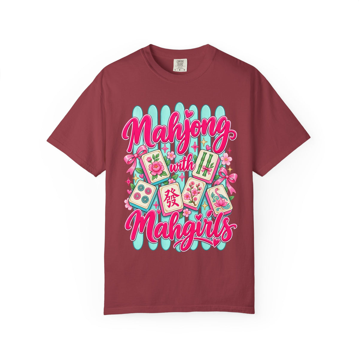 Mahjong with Mahgirls T-Shirt — Cute Floral Mahjong Tiles Tee for Mahjong Lovers