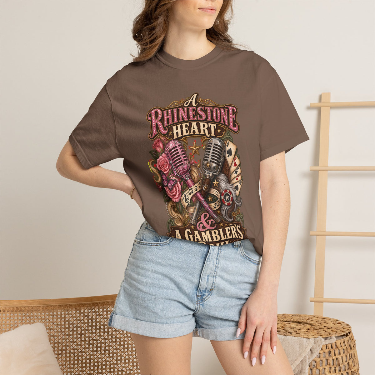 Rhinestone Heart Country Girl T-Shirt Memorial Dolly