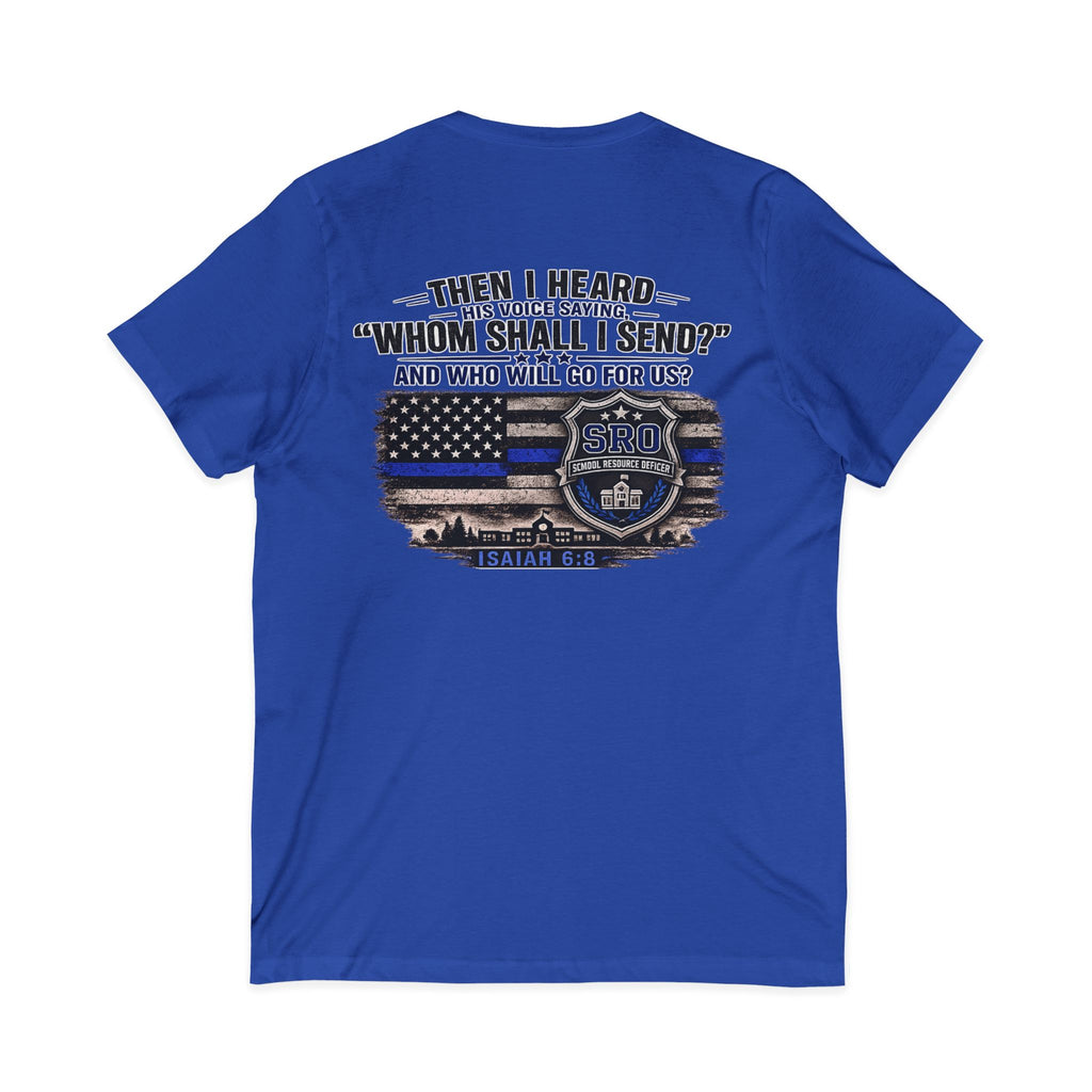 SPOUSE SRO V-Neck Tee — "Then I Heard His Voice Saying Whom Shall I Send"