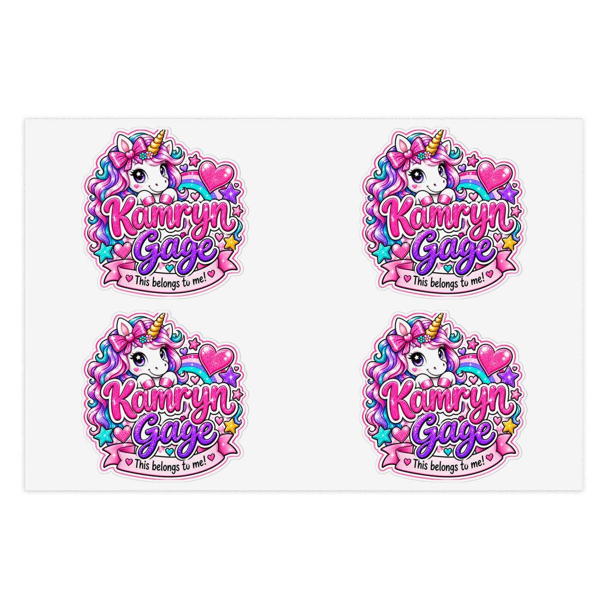 Unicorn Sticker Sheet - 10pc Pastel Glitter Decals