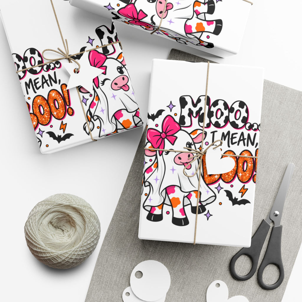 Halloween Cow 'Moo I Mean Boo!' Gift Wrap Paper