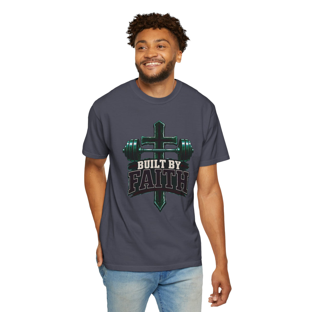 Built by Faith Cross & Barbell T-Shirt