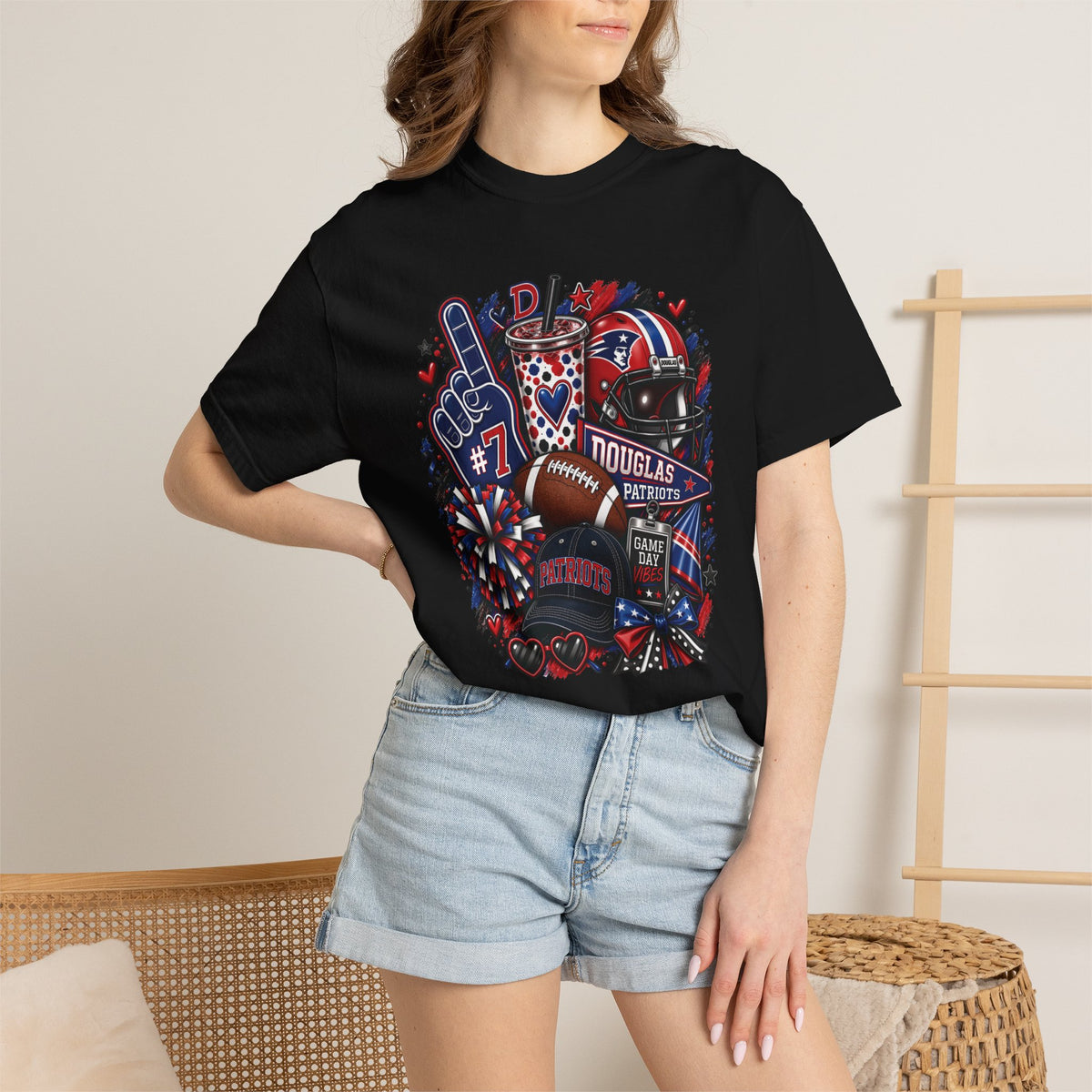 Patriotic Football Fan T-Shirt — Red White Blue Game Day Tee