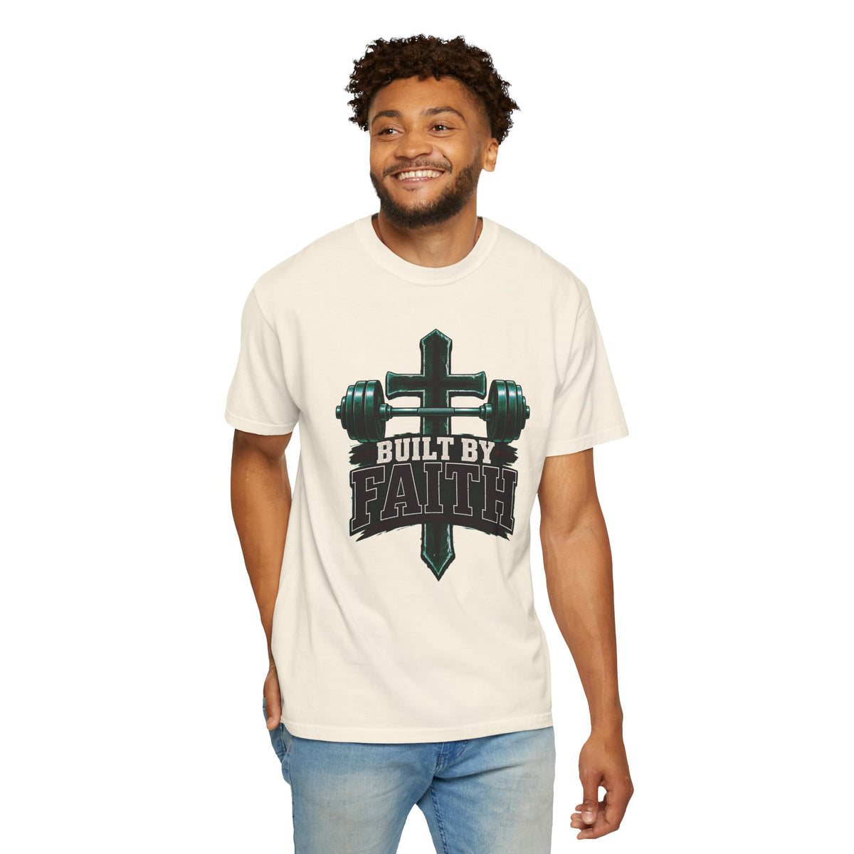 Built by Faith Cross & Barbell T-Shirt