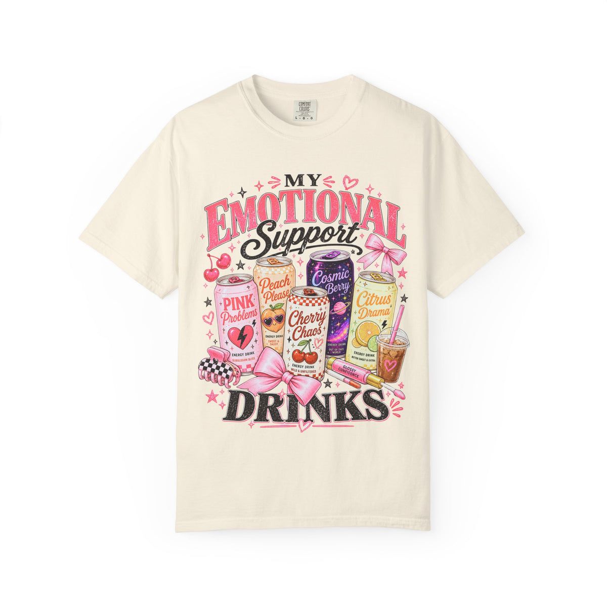Emotional Support Energy Drinks T-Shirt — Vintage Candy Soda Graphic Tee