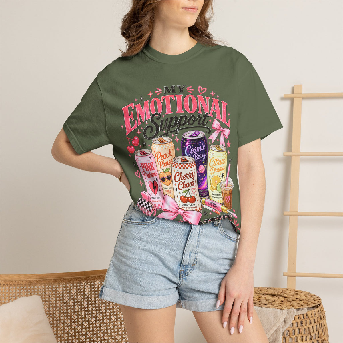 Emotional Support Energy Drinks T-Shirt — Vintage Candy Soda Graphic Tee