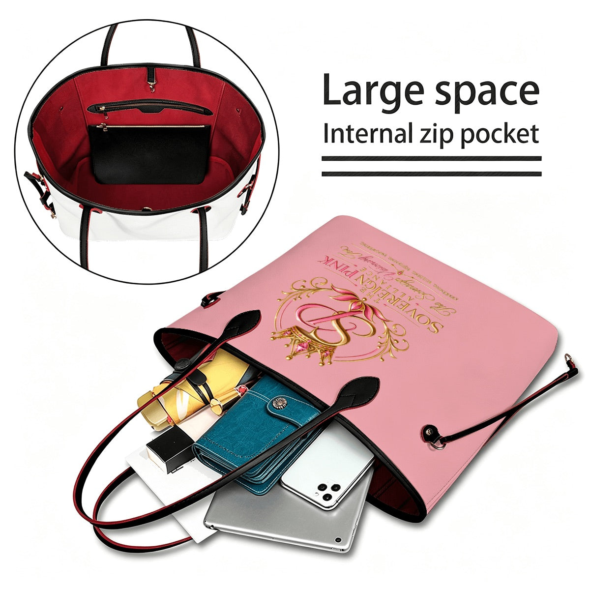 PU Leather Tote Bag with Mini Destined for More