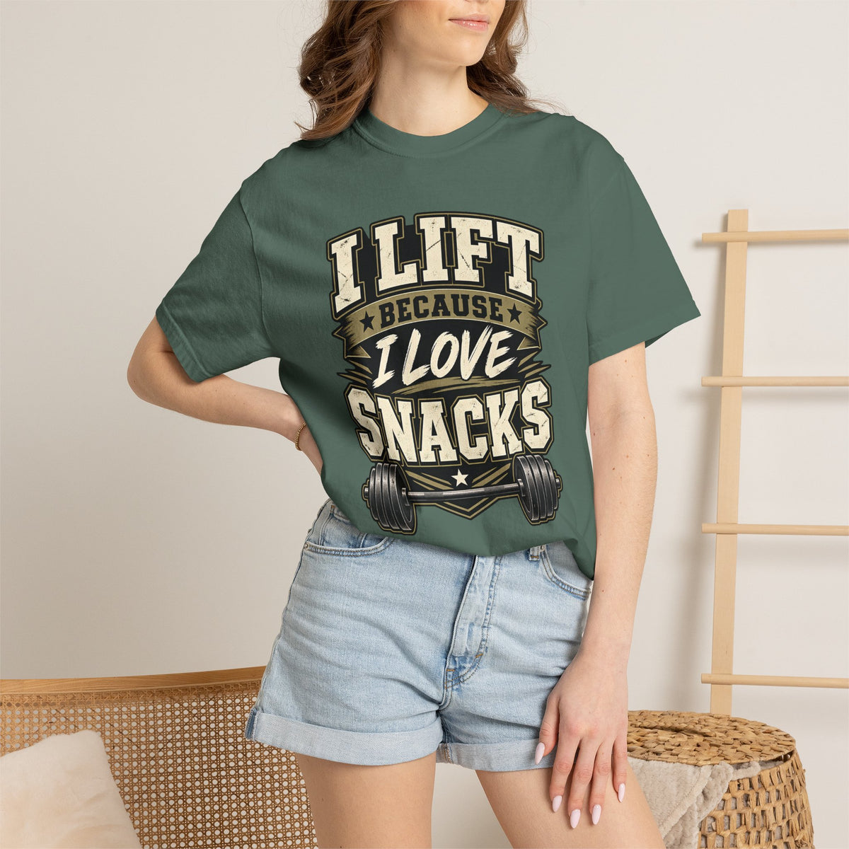 I Lift Because I Love Snacks T-Shirt — Funny Gym Weightlifting Tee