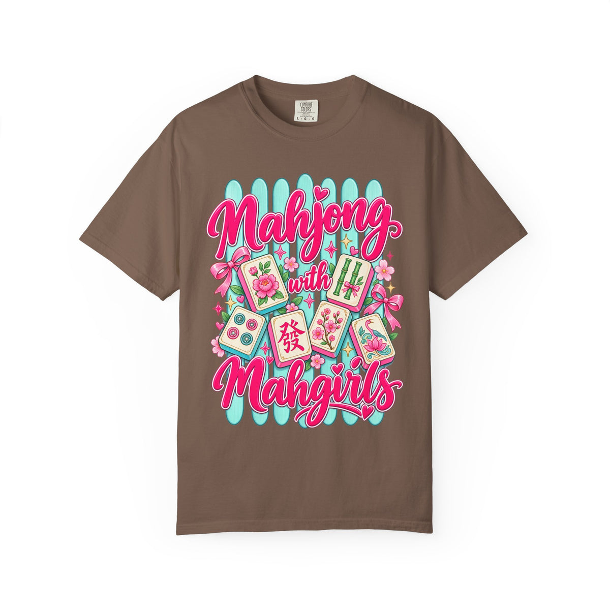 Mahjong with Mahgirls T-Shirt — Cute Floral Mahjong Tiles Tee for Mahjong Lovers