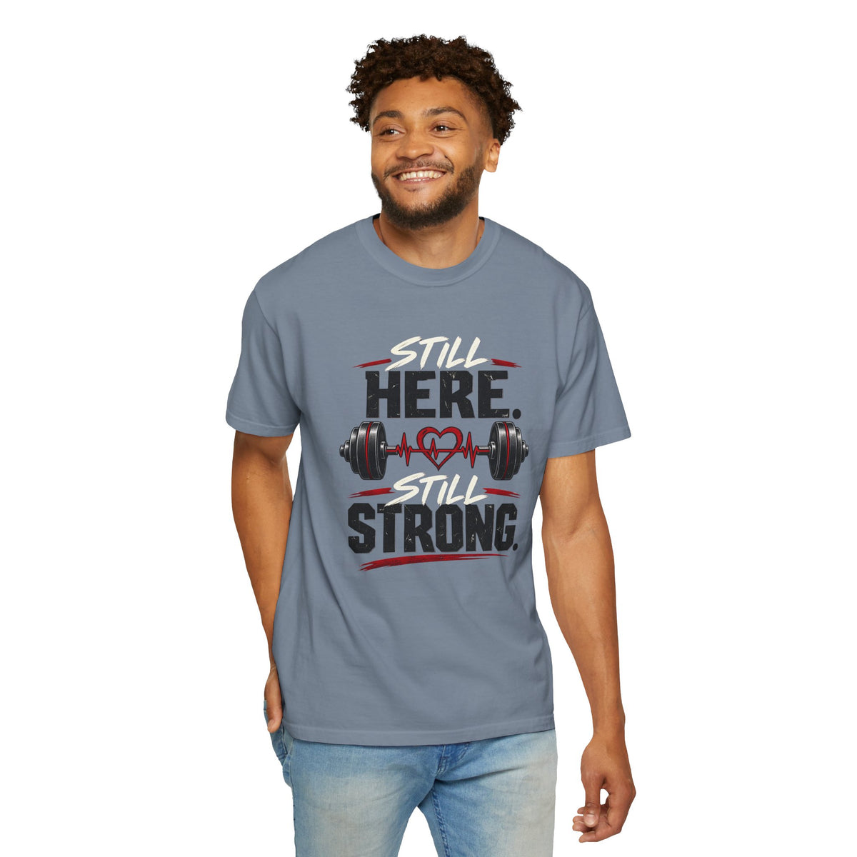 Here Strong Weightlifting TShirt Fitness Gym Graphic Tee
